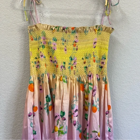 Cynthia Rowley Ombre Floral Smocked Midi Dress